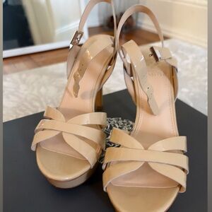 Vince Camuto Tan Heels Crisscross Slingback